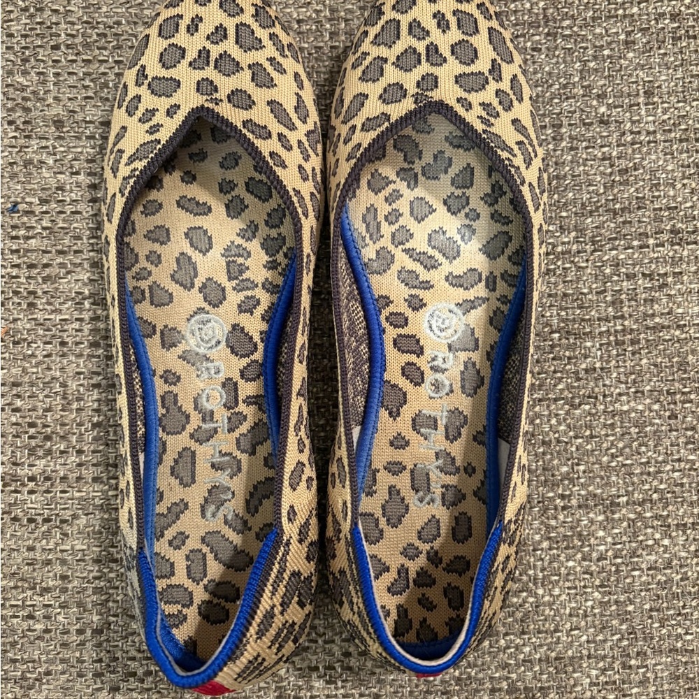 Rothy's Tan and Black Leopard Print Flats